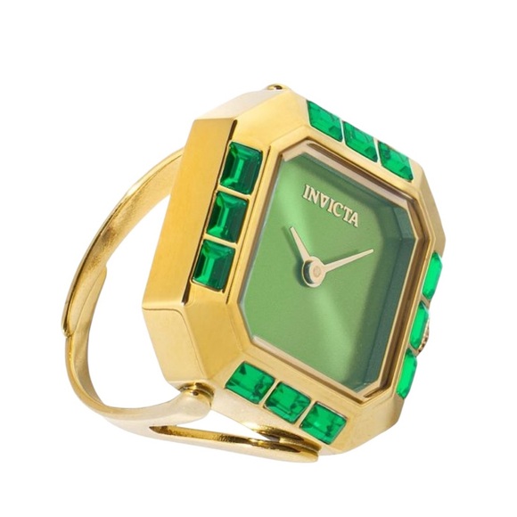 Invicta Mini Angel Women’s Ring Watch 49583 – Gold Tone Green Dial New in Box - Picture 2 of 11